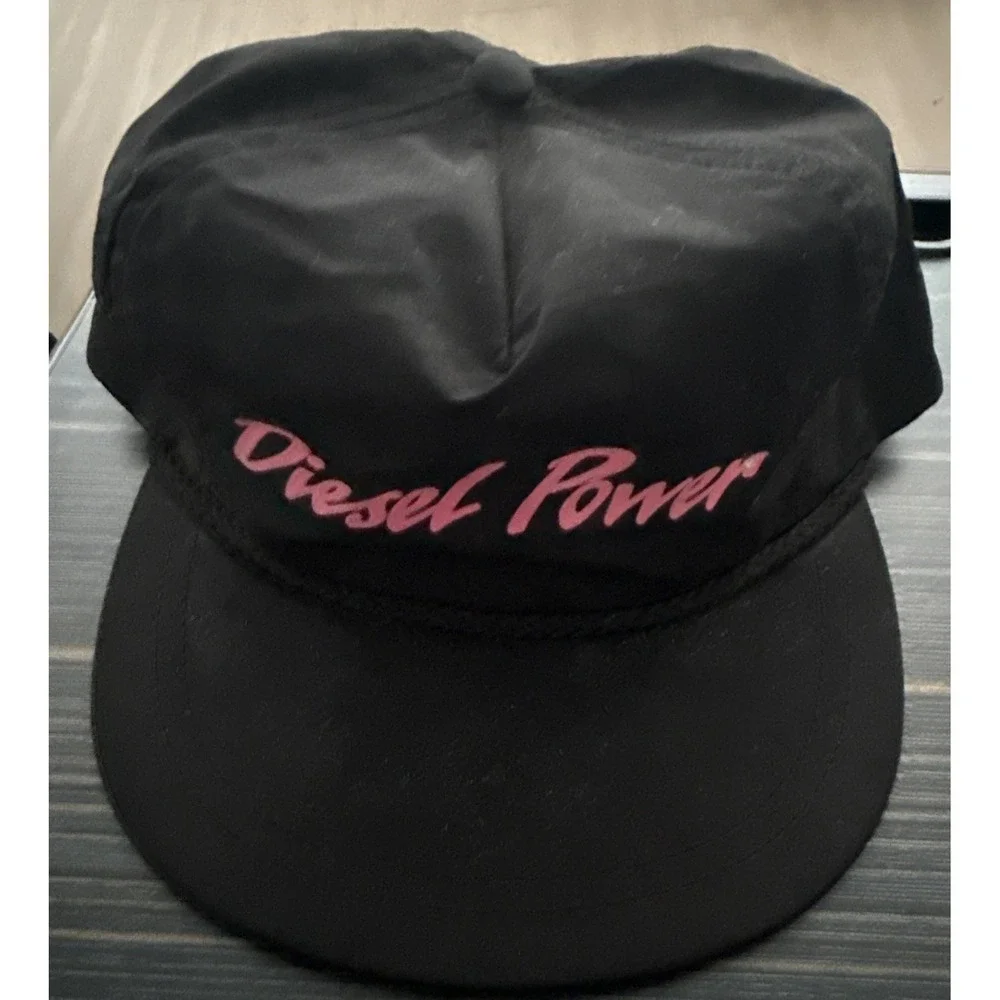 Vintage 90s Caterpillar Cat Diesel Power Black & Pink Rope Hat SnapBack USA Made